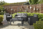 Sofá de jardín Victoria de Allibert by Keter - Sofá lounge de 2 plazas con aspecto de ratán, incl. cojines de asiento y respaldo, fácil de limpiar, resistente a la intemperie, gris, 129 x 63 x 77 cm