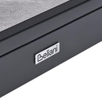Mesa de jardín Beliani HPL efecto piedra gris rectangular 160/220x90 cm extensible con estructura de metal negra Binasco