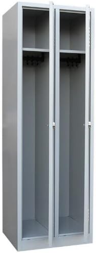 Taquilla Lüllmann completamente montada, gris/azul, 180x60x50 cm (al. x an. x prof.), armario ropero de acero, taquilla de 2 puertas, armario metálico 510121