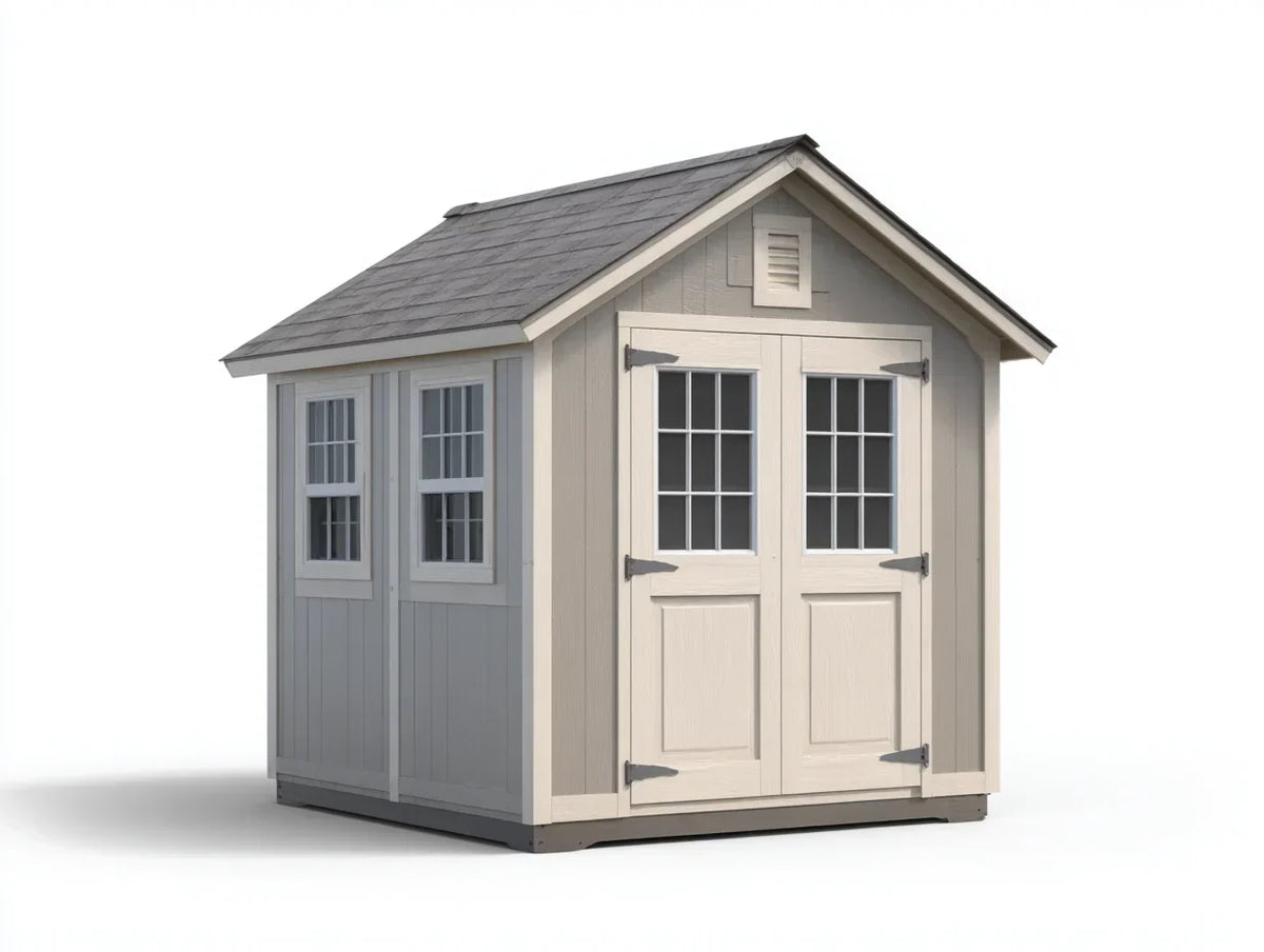 Caseta de jardín de madera 230x190x215 cm - Gris beige - Adecuada para cobertizo de herramientas de jardín - Diseño clásico