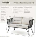 Sofá tipo lounge de ratán tectake®, muebles de salón para exteriores, muebles de balcón, muebles de exterior, muebles de jardín de ratán, sofá de jardín con cojines impermeables para exterior, muebles de balcón para balcones pequeños, jardín de invierno