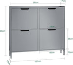 SoBuy Zapatero estrecho con 4 puertas abatibles, mueble zapatero alto y compacto, armario para zapatos con 4 estantes, organizador cerrado para recibidor, pasillo y vestíbulo, 100x91x19cm, Gris claro FSR100-HG