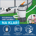 Set completo de piscina Bestway Power Steel Frame con sistema de filtro de arena, 488 x 244 x 122 cm, gris, rectangular