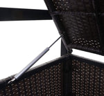 Banco de jardín Mendler Poly-Rattan 2 plazas HWC-F39AM, banco arcón, compartimento de almacenamiento con cojín - gris, cojines negros