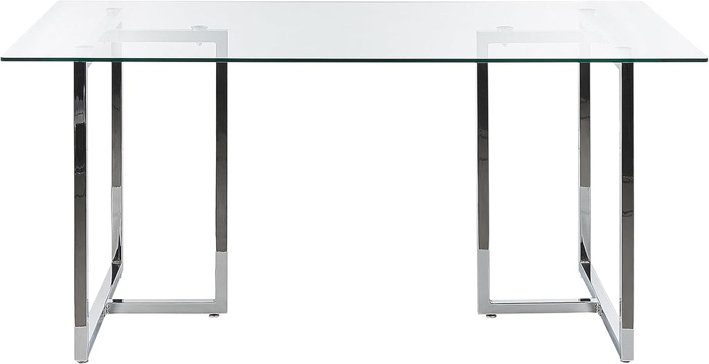 Mesa de comedor rectangular Beliani transparente/plata, vidrio templado, 160 x 90 cm, Envia
