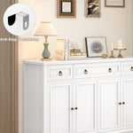 FirFurd Sideboard Küchenschrank mit Arbeitsplatte Buffetschrank Sideboard für Küche Wohnzimmer Wohnzimmerschrank mit 3 Schubladen und 4Türen Küchenbuffet mit Verstellbares Regal 134x87x40 cm weiß