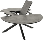 Mesa de jardín extensible DEGAMO Lyon, 140 cm redonda, extensible a 200 cm, aluminio antracita + ECP con aspecto de cerámica gris claro, para exteriores