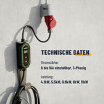 ABSINA Mobile Wallbox 11kW mit Einstellbarer Ladeleistung - Typ 2 Ladekabel E Auto 16A 3 phasig IP67 mit 6,6 m Kabel - 11kW Ladegerät für i3, e-Up, ID.3, Zoe, fortwo, Kona und viele mehr