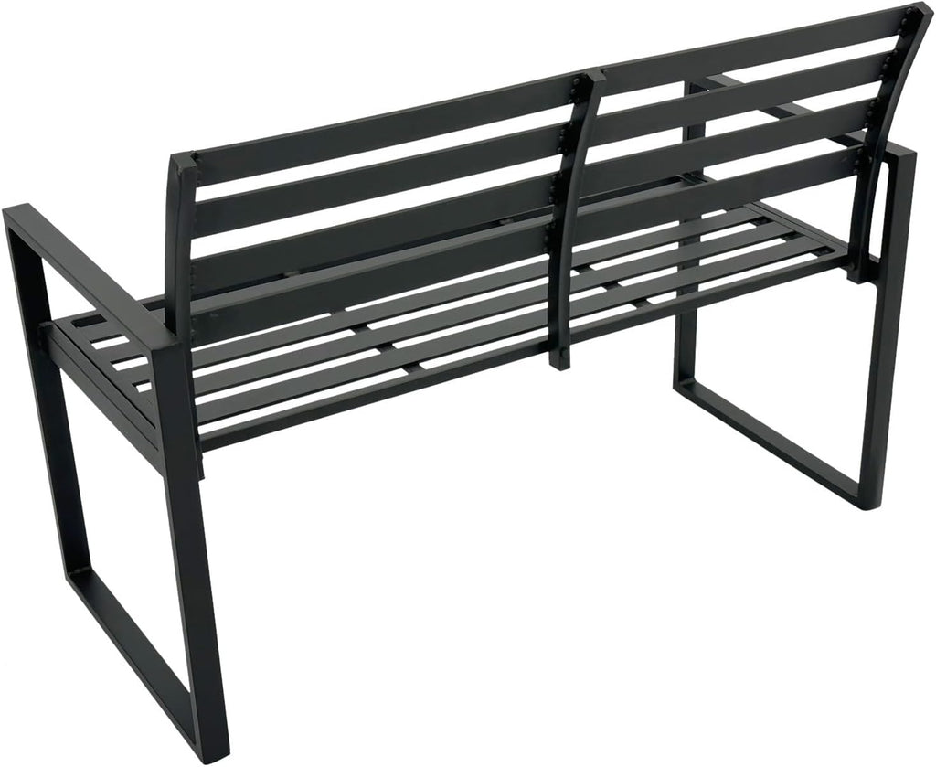 Banco de jardín DEGAMO Atlanta de 2 plazas, de aluminio, resistente a la intemperie e inoxidable, gris oscuro