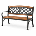 Banco de jardín con estructura de metal y madera de acacia, 125 cm, negro/marrón