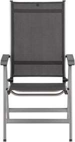 Silla de jardín de respaldo alto Kettler Basic Plus Advantage, ajustable, fácil de plegar, silla plegable práctica, aluminio y plástico resistente, muebles de jardín resistentes a la intemperie, plata/antracita