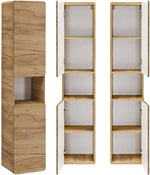 Lomadox Badezimmermöbel Set mit 81 cm Waschtisch & LED-Spiegelschrank, Wotan Eiche Nb. Dekor, B/H/T ca. 180/200/46 cm