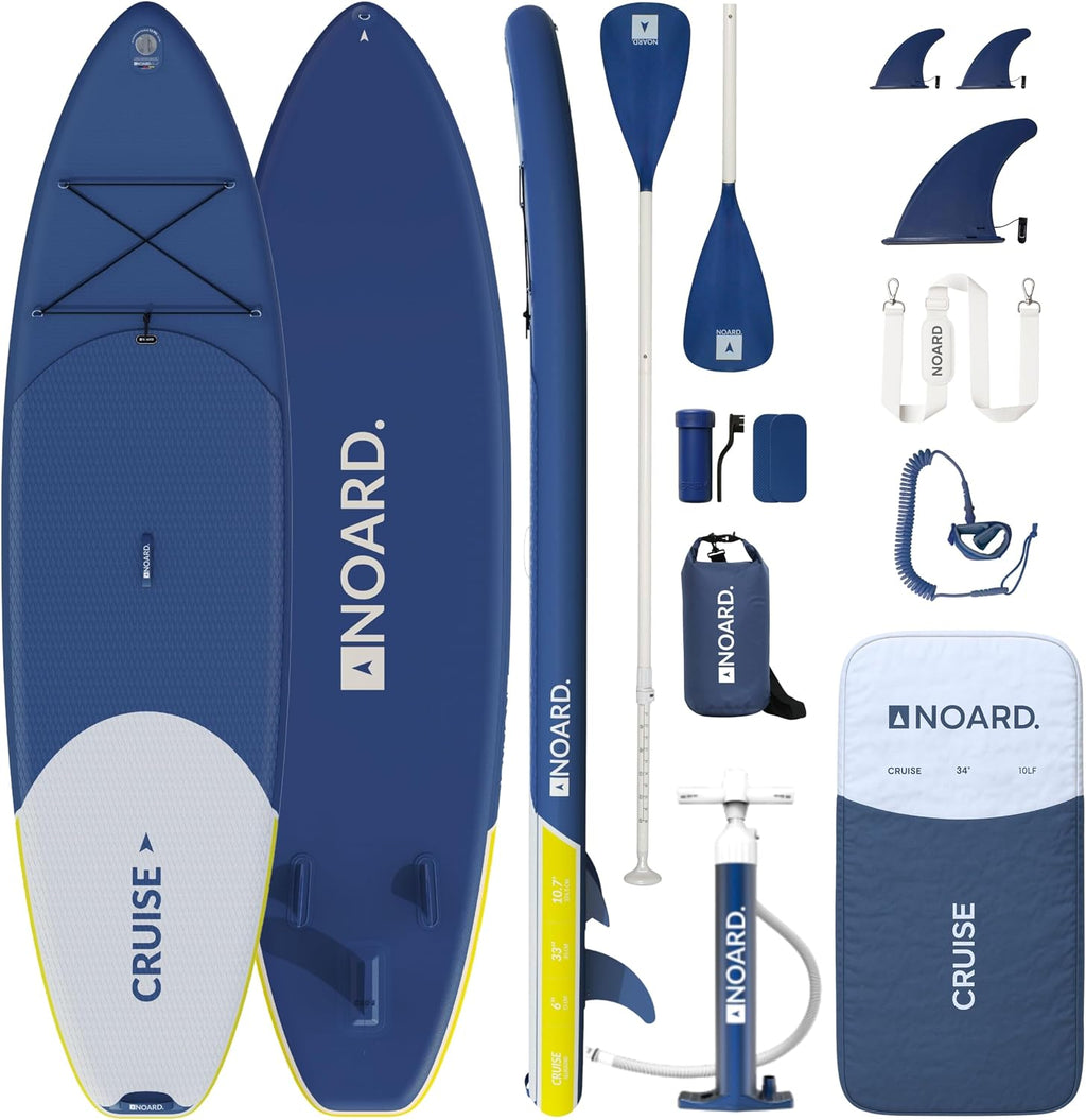 NOARD SUP Board aufblasbar Double-Layer-Dropstitch 326 cm bis 140 kg | Komplett-Set inklusive Paddel, Doppelhub-Pumpe, Rucksack, Leash und Drybag