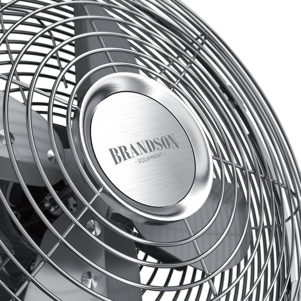Brandson - Ventilador de mesa diseño retro - ventilador con 3 niveles de velocidad - ventilador móvil - oscilación de 80°, ángulo de inclinación aprox. 40° - carcasa de metal robusta - Silverline