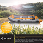 KESSER® Bote neumático Wave 230-320 cm set de 6 piezas inflable – Bote + banco, bomba de aire, remos, kit de reparación, bolsa, bote de pesca, bote de remo pequeño y grande - opción de combinación con motor, apto para agua salada