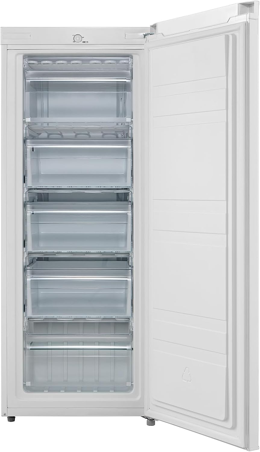 Comfee RCU160WH2(E) Congelador vertical/142 cm de alto/160 L de capacidad/183 kWh/año/Sentido de apertura de puerta reversible/Compresor GMCC de alta calidad/Control de temperatura/Patas ajustables/Blanco