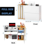 Mostrador de recepción para consulta, mostrador de recepción, mostrador de bienvenida, mesa de recepción con zona de trabajo alta y baja para supermercado, hotel, salón de belleza, tienda de ropa, cajero, ancho 140 cm