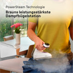 Centro de planchado Braun CareStyle 7 IS 7266 VI, suela FreeGlide 3D, funciones iCare, iMode y vapor vertical, FastClean, golpe de vapor 550 g/min, depósito de agua extraíble de 2 L, 2700 W, blanco-violeta