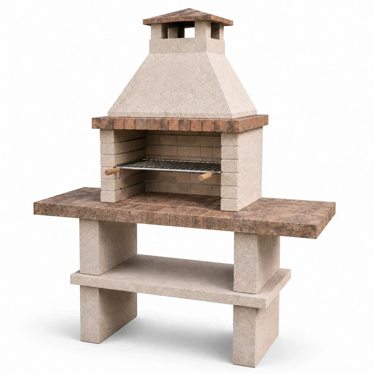 Chimenea de jardín de hormigón armado con revestimiento de piedra natural 160 cm beige/marrón