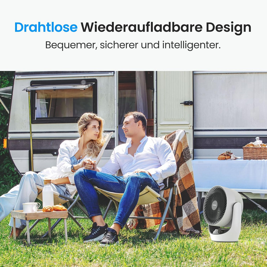 SwitchBot USB Tischventilator, leistungsstarker 24 dB leiser Batterie-Umluftventilator, Kompatibel mit Alexa/Google/Siri (Hub erforderlich), 4 Modi, 9-Std-Timer, Energieeffizienter Umluftventilator