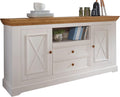 Aparador Woodroom Oslo de madera de pino maciza blanca (ancho x alto x fondo: 169x88x42 cm), cómoda, aparador