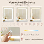Tocador HOOBRO con iluminación LED, 7 cajones y 5 estantes abiertos, tocador con espejo y estación de carga (2 tomas de corriente CA, 1 USB-A, 1 tipo C), para dormitorio, blanco EWT110CDSZ01