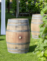 Mesa alta Temesso hecha de barril de vino usado, barril decorativo, mesa de jardín de barril de madera - barril sin tratar orig