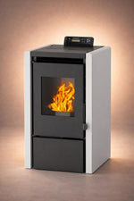Estufa de pellets NEMAXX® PC5 5,3 kW A+ hasta 120 m³ – Modo crono y ECO, compatible con WiFi (aplicación opcional), pantalla y mando a distancia, combustión por presión negativa, protección contra sobrecalentamiento y apagado automático – Gris
