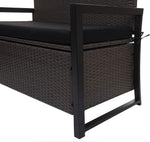 Banco de jardín Mendler Poly-Rattan 2 plazas HWC-F39AM, banco arcón, compartimento de almacenamiento con cojín - gris, cojines negros