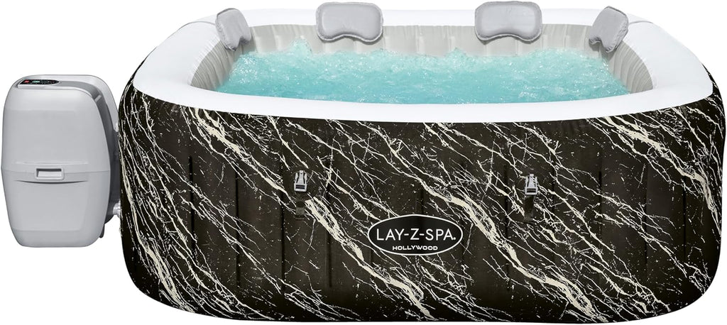 Jacuzzi® inflable con luces LED Bestway® Lay-Z-SPA® Hollywood AirJet™ para 6 personas, 180 x 180 x 66 cm, efecto mármol (Marquinia)