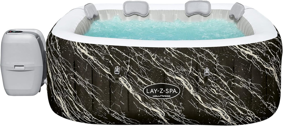 Jacuzzi® inflable con luces LED Bestway® Lay-Z-SPA® Hollywood AirJet™ para 6 personas, 180 x 180 x 66 cm, efecto mármol (Marquinia)