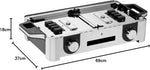 WMF Lono Master-Grill, parrilla eléctrica, 50x28 cm, parrilla de mesa eléctrica con protector contra el viento y bandeja de goteo, certificada para uso en exteriores, 2 superficies de cocción regulables por separado, 2400 W, acero inoxidable mate