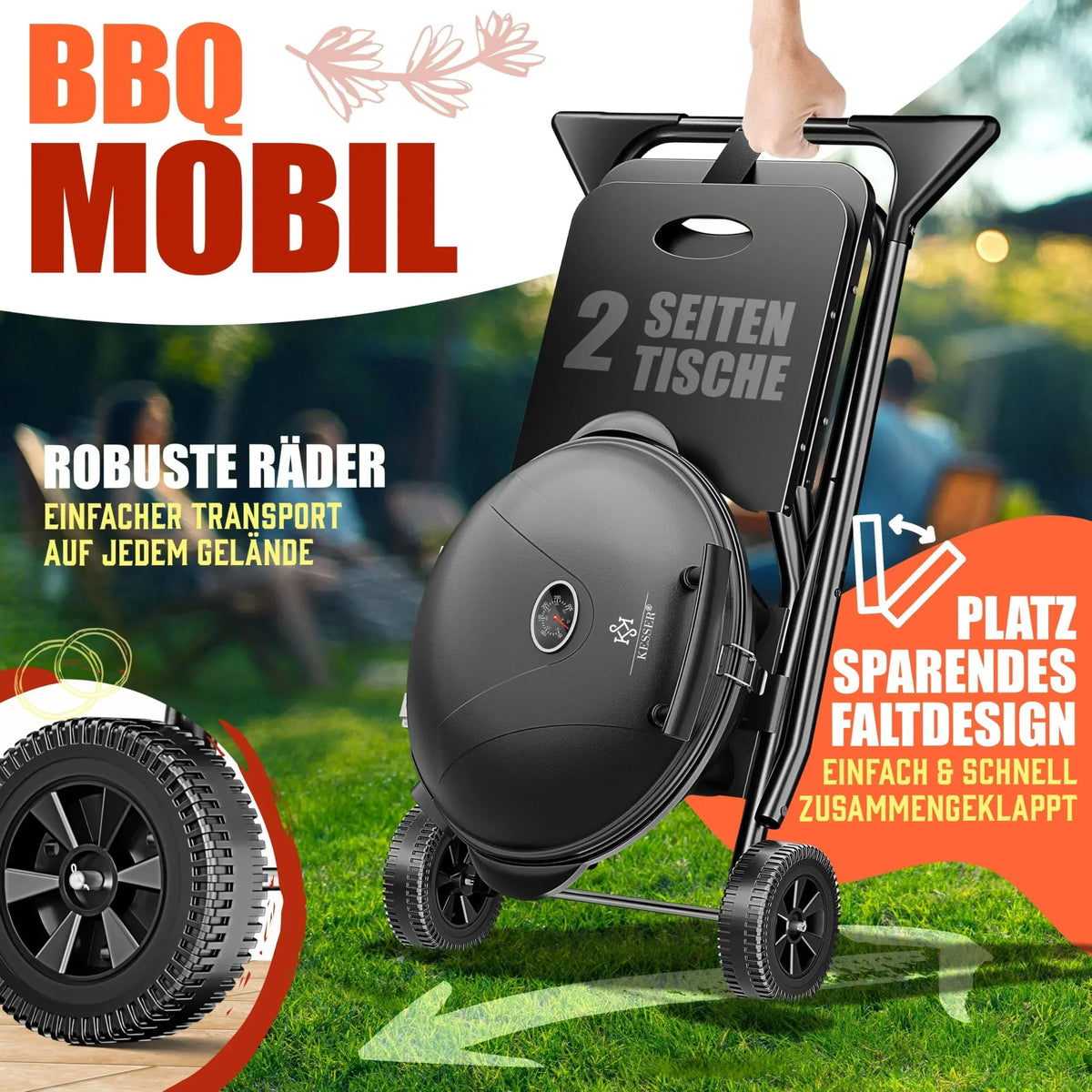 KESSER Parrilla eléctrica 2 en 1 de sobremesa y con soporte, 2400 W, termostato, revestimiento antiadherente, para interior y exterior