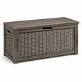 Caja de almacenamiento de polirratán y madera gris 120x50x60cm