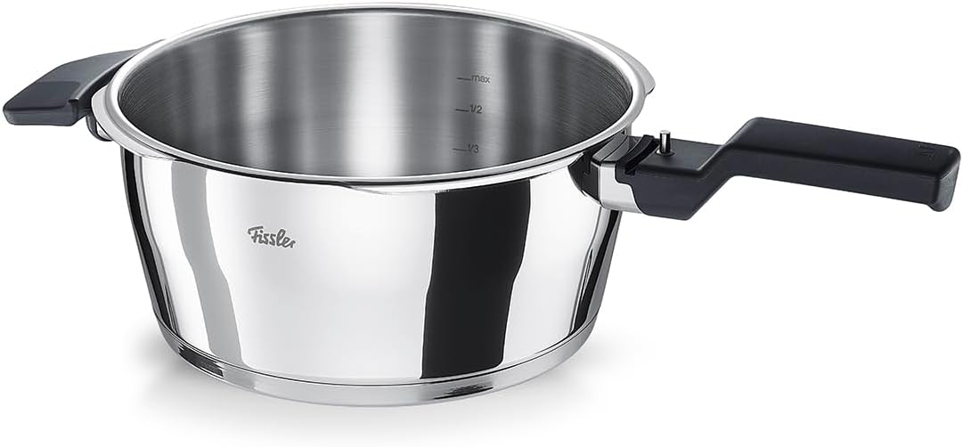 Olla a presión Fissler Vitaquick (3,5 L, Ø 22 cm) de acero inoxidable, 2 niveles de cocción, fabricada en Alemania - Inducción