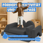 Bestlivings Spielsofa Kinder 11-teilig Bezug (Anthrazit) aus Flanell-Cord – Modulare Spielcouch für kreatives Bauen im Kinderzimmer, formstabil und erweiterbar | ÖKO-Tex Standard 100, Füllung: mittelfest, Bezug abnehmbar, 11 tlg. modular, Atmungsakti