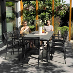 di volio Gartentisch Drena ausziehbar 160x210 cm, wetterfester Aluminium-Terrassentisch in Holzoptik, Stabiler Outdoor-Esstisch für Garten Terrasse Balkon (Grau)