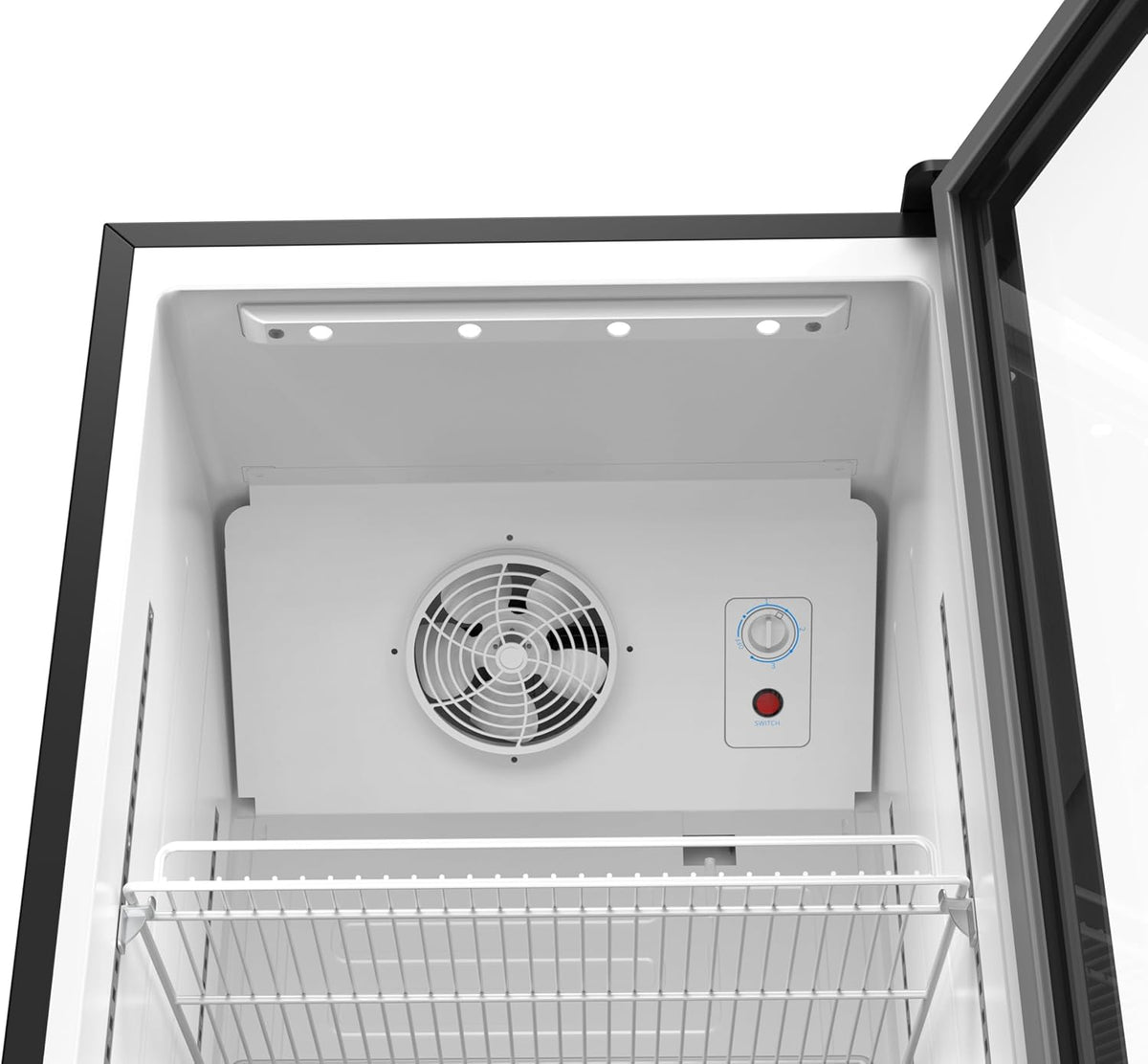 SCHOEPF Refrigerador con puerta de cristal - refrigerador comercial para bebidas - refrigeración por aire forzado - refrigerador con puerta de vidrio - 347 l - 5 estantes de rejilla ajustables - 194,5 cm de altura - GKS350 (Negro)