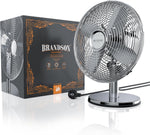 Brandson - Ventilador de mesa diseño retro - ventilador con 3 niveles de velocidad - ventilador móvil - oscilación de 80°, ángulo de inclinación aprox. 40° - carcasa de metal robusta - Silverline