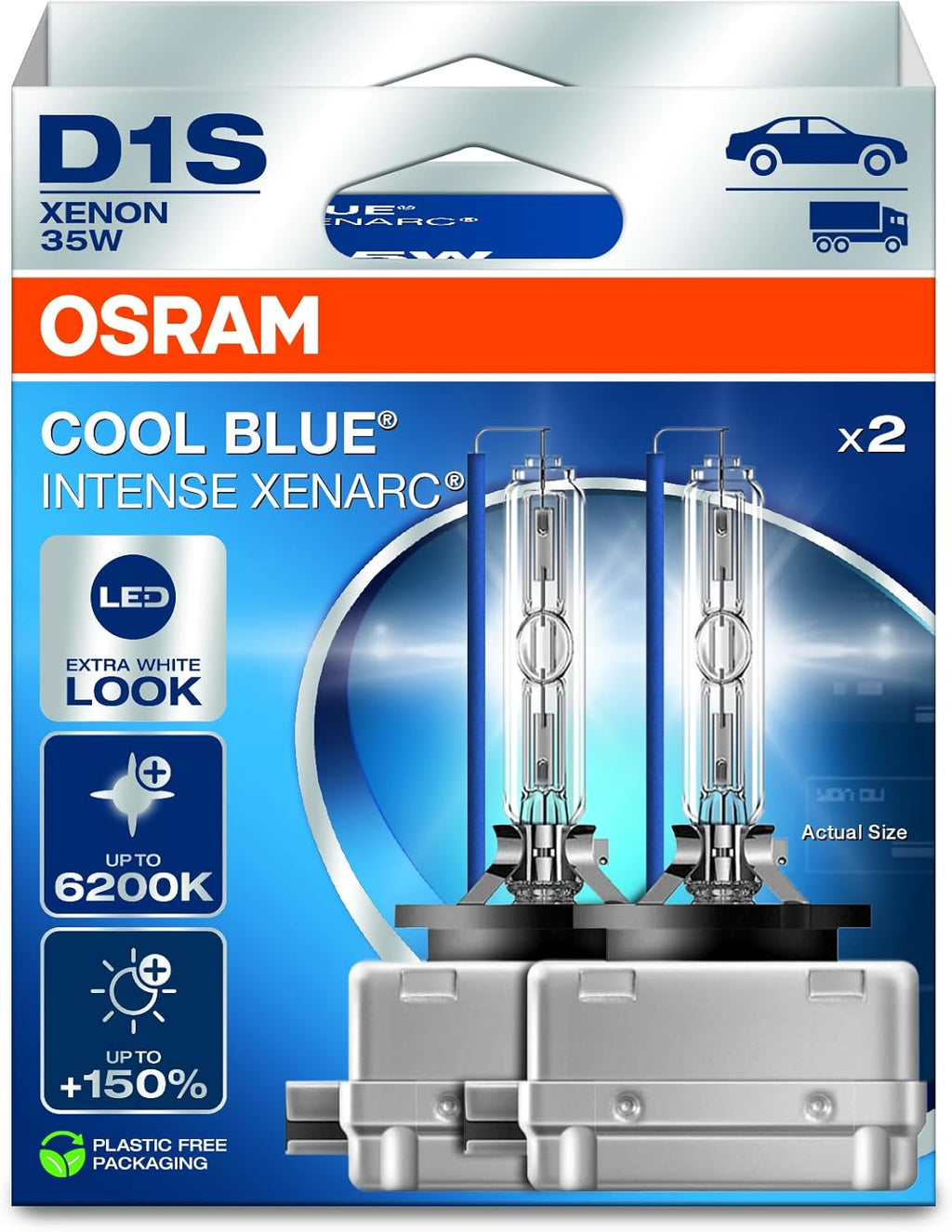 Bombillas HID-Xenon Osram Xenarc Cool Blue Intense NextGen - D1S - 12V/35W - juego de 2 piezas (máx. 6200K)