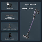 Aspiradora escoba sin cable Rowenta X-Pert 7.60, ultraligera, potente 140 W, versátil, autonomía de 45 min, eficaz en todo tipo de suelos, RH6A31WO, violeta