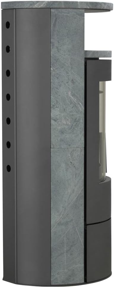 Estufa de leña THERMIA München, piedra natural, 7 kW, combustión continua, automática gris