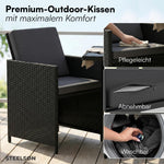 STEELSØN Xenara Essgruppe 3-teilig, 2 Personen, Schwarz/Anthrazit, Rattan
