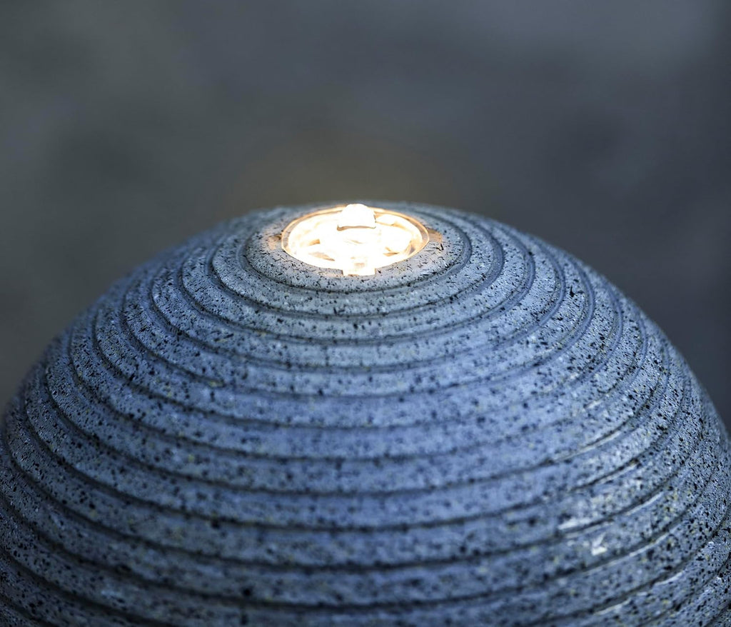 Fuente de jardín Dehner Ying Yang con iluminación LED, aprox. 94 x 41,5 x 24 cm, poliresina, gris
