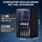 Refrigerador de bebidas Airfish de 90 l con frente de cristal, mininevera con estantes ajustables: para 128 latas, cerveza, vino y bebidas; ideal para el hogar, bar y oficina
