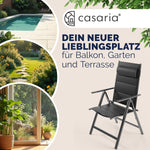 Casaria® Gartenstühle 4er Set Klappbar Gepolstert Alu 8- Fach Verstellbar 120 kg Belastbarkeit Wetterfest Outdoor Balkon Camping Hochlehner Klappstuhl
