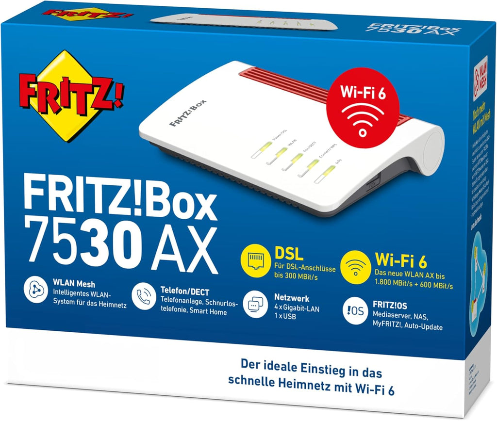 FRITZ!Box 7530 AX | Router DSL | Wi-Fi 6 de hasta 2,4 GBit/s