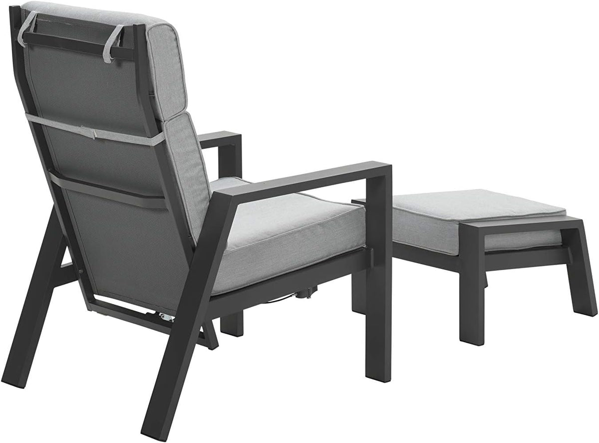 Sillón relax Garden Impressions Luxus con taburete Max, respaldo ajustable