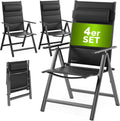 Casaria® Gartenstühle 4er Set Klappbar Gepolstert Alu 8- Fach Verstellbar 120 kg Belastbarkeit Wetterfest Outdoor Balkon Camping Hochlehner Klappstuhl