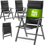 Casaria® Gartenstühle 4er Set Klappbar Gepolstert Alu 8- Fach Verstellbar 120 kg Belastbarkeit Wetterfest Outdoor Balkon Camping Hochlehner Klappstuhl